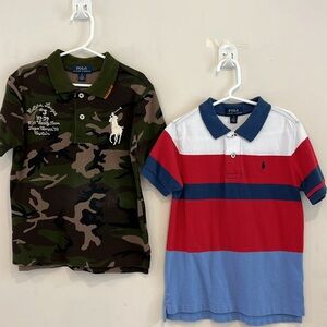 Ralph Lauren Set of 2 Boys Camouflage Polo and stripped Polo shirts Size 5